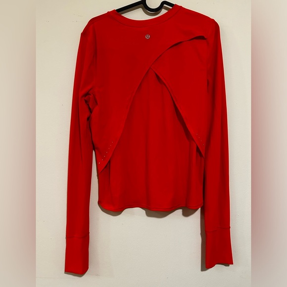 Lululemon UV Protection Fold-Over Running Long-Sleeve Shirt Solar Orange - Picture 8 of 8